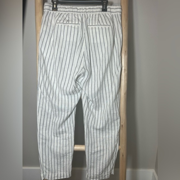 GAP Women's Easy Pant Linen black and white striped Size medium pockets - Picture 4 of 11